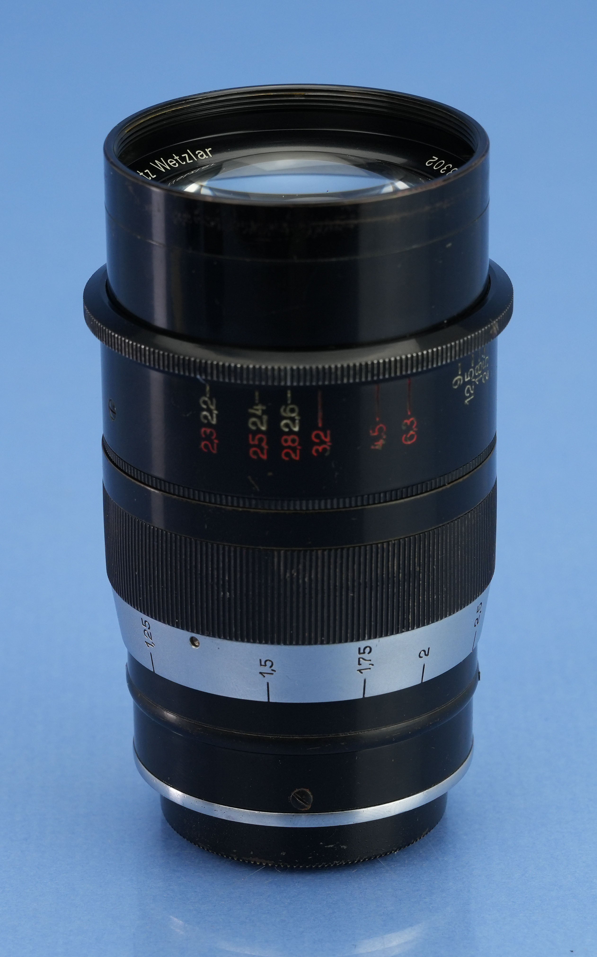 LEICA LEITZ 90MM THAMBAR F2.2 SCHWARZ LACKIERT SM OBJEKTIV + MITTELFILTER + GEGENBLATT + OBJEKTIVDECKEL