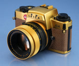 LEICA LEITZ R4 24KT GOLD CAMERA OUTFIT +50MM SUMMILUX-R F1.4 LENS +BOX MINT!