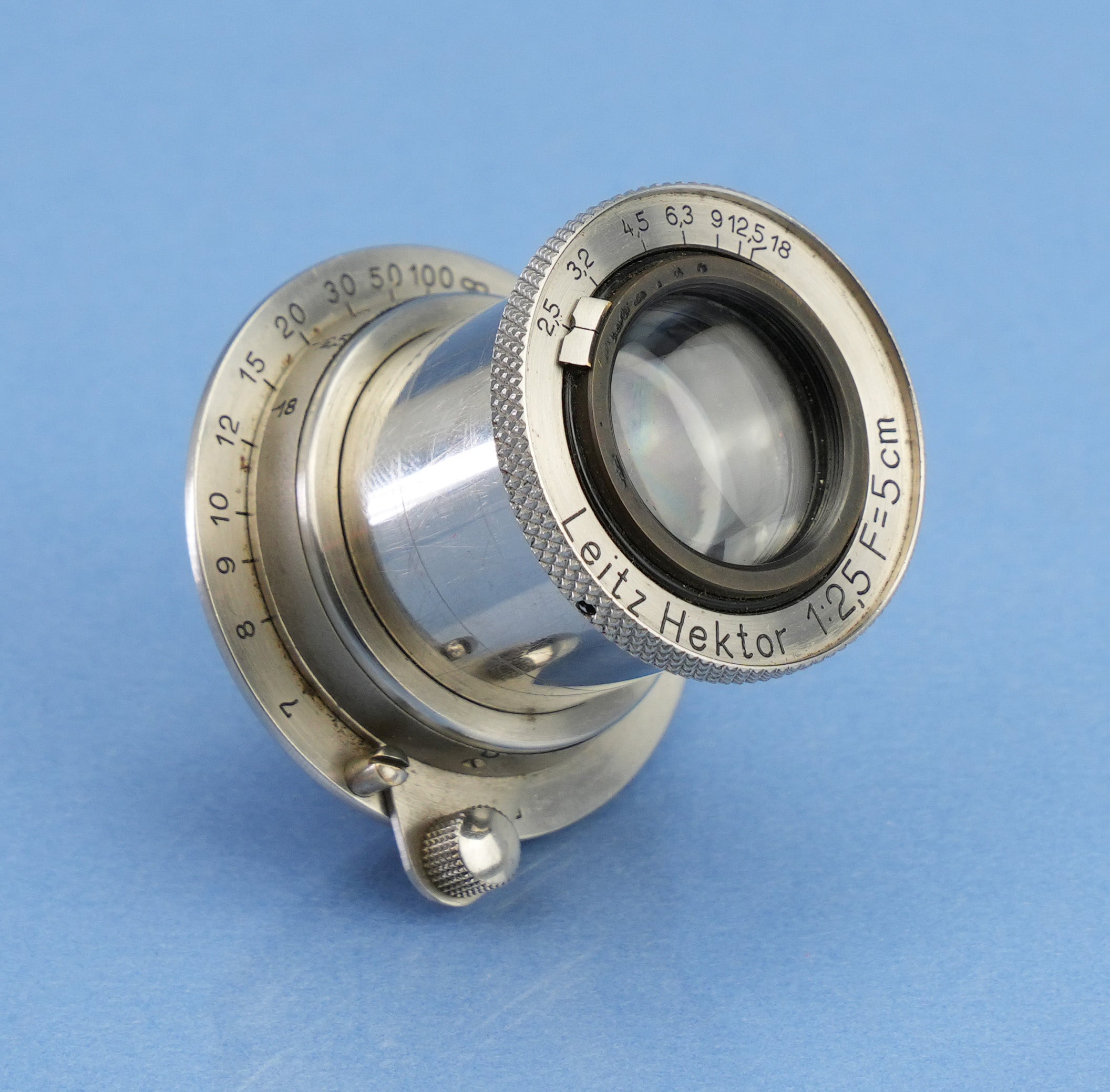 LEICA HEKTOR 50MM F2.5 NICKEL 11 O'CLOCK SM OBJEKTIV! SELTENER HEBEL &amp; KEINE SERIENNUMMER WOW!
