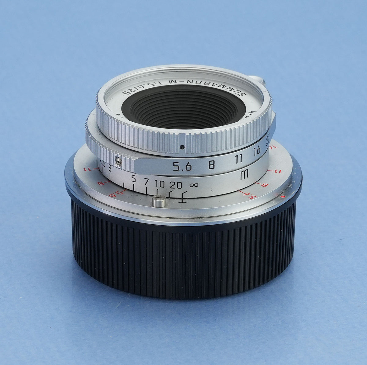 LEICA LEITZ 28MM SUMMARON-M F5.6 CHROME 11695 6BIT M LENS W/ BOX +SHADE MINT