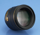 NIKON NIKKOR 85MM F1.4 AF-S G N NANO GLASS LENS +HB-55 SHADE +CAPS CLEAN!