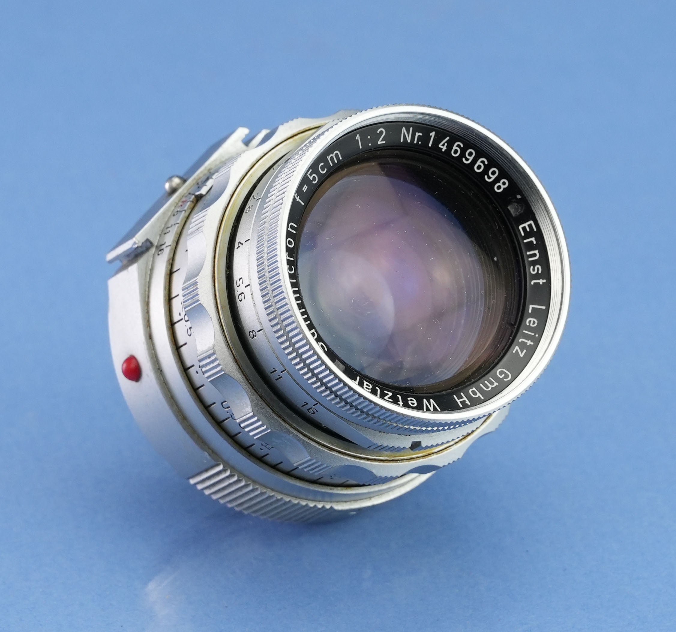 LEICA LEITZ 50MM SUMMICRON F2 CHROME DUAL RANGE M LENS 11918 SOMNI +SHADE +CAPS