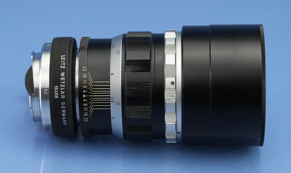 LEICA 200MM TELYT F4 VISOFLEX VISO LENS 11063 TELOO +16466 OUBIO +CAPS NICE!