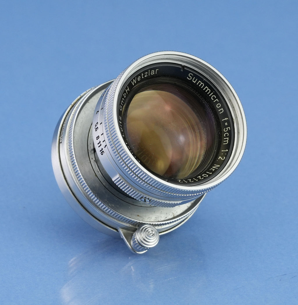 LEICA LEITZ SUMMICRON 50MM F2 SOOIC YELLOW LANTHAR EARLY #1040401 SM LENS +SHADE