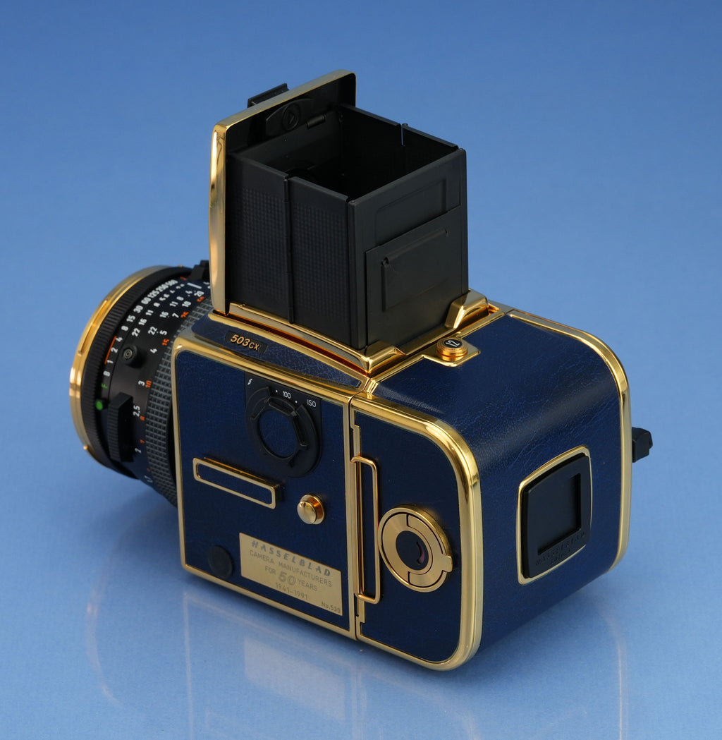 HASSELBLAD 503CX 50TH GOLD GOLDEN BLUE SUPREME CAMERA +80mm +A12 MINT NEW!