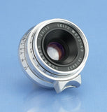 LEICA LEITZ 35MM SUMMARON F2.8 CHROME SIMOO 1M LTM SM LENS EARLY STEEL RIM +CAPS