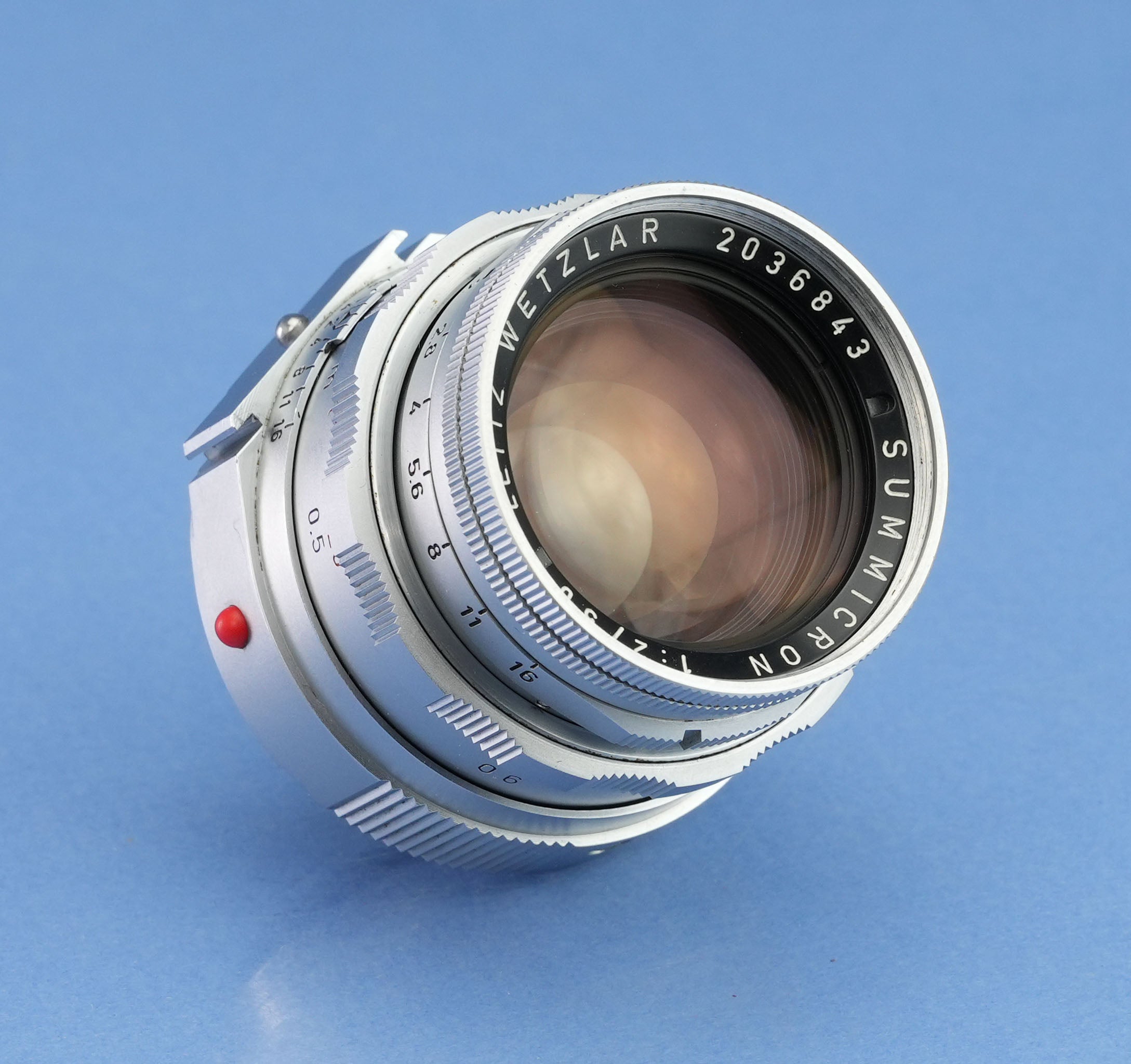 LEICA LEITZ 50MM SUMMICRON F2 CHROME DUAL RANGE M LENS 11918 SOMNI +EYES +CAPS