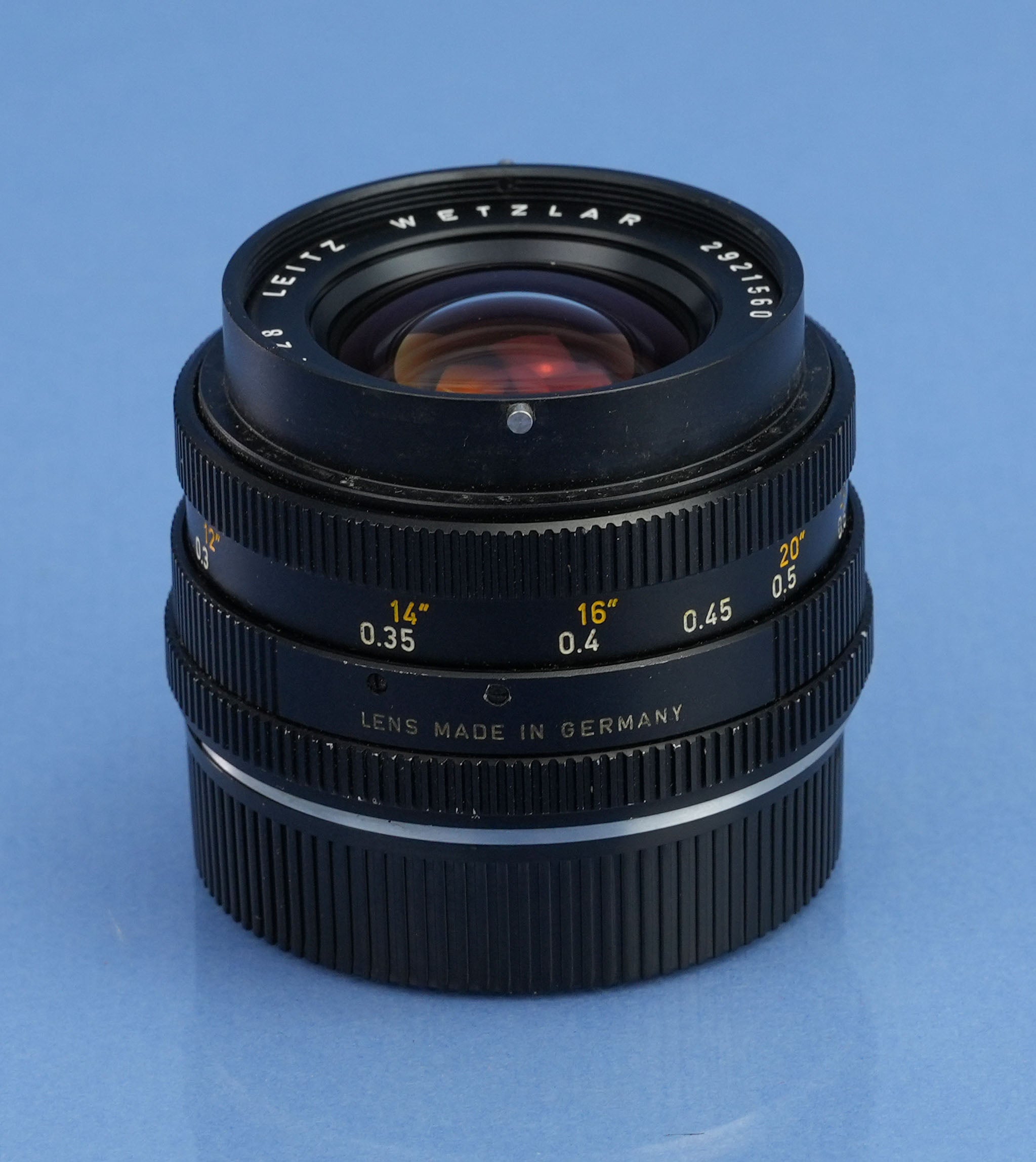 LEICA LEITZ 28MM ELMARIT-R F2.8 3CAM 11204 R LENS +CAP +SHADE +BOX. NICE!