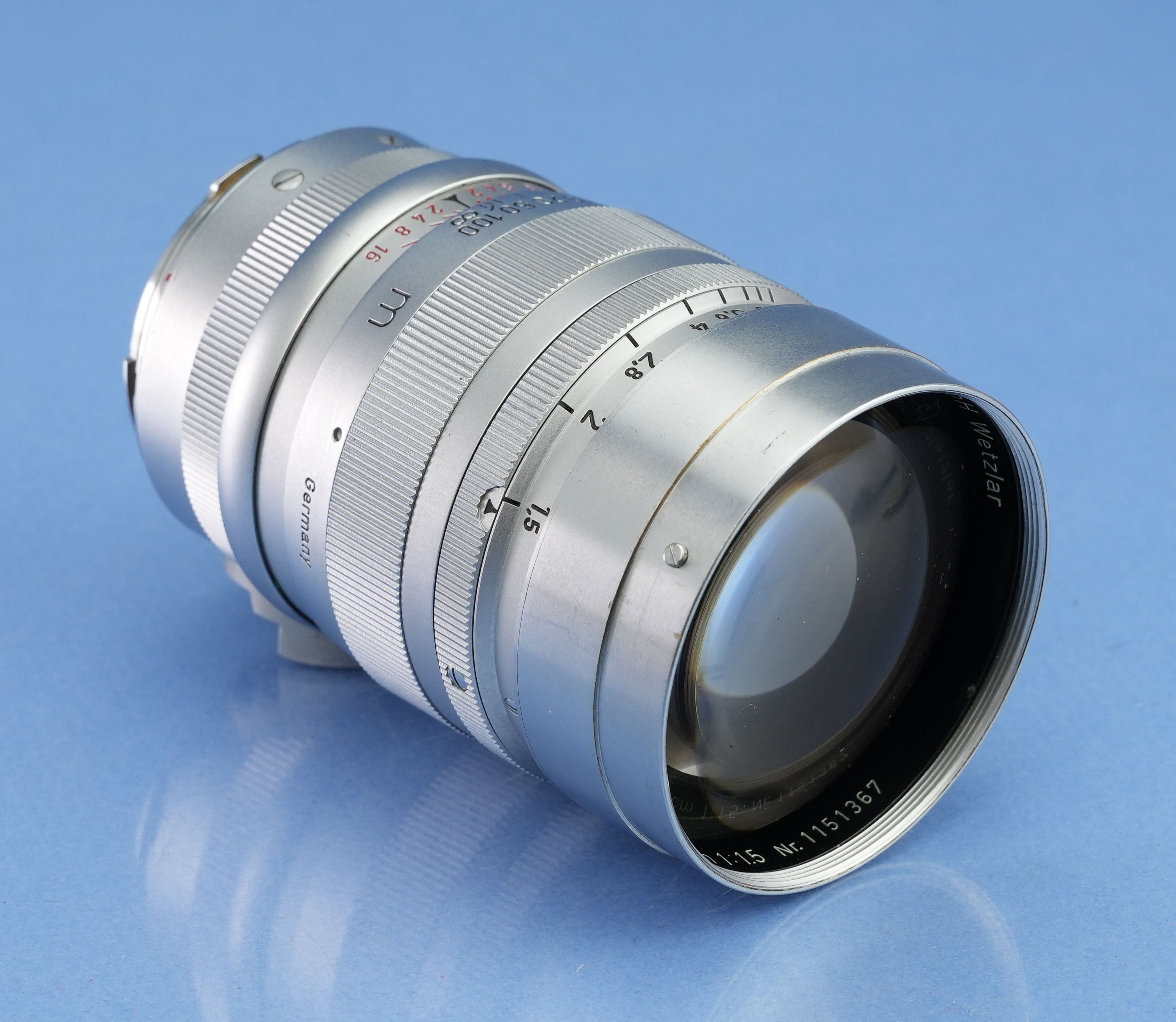 LEICA LEITZ 85MM SUMMAREX F1.5 CHROME SM/M LENS +SHADE +CAPS +BOX RARE LATE #