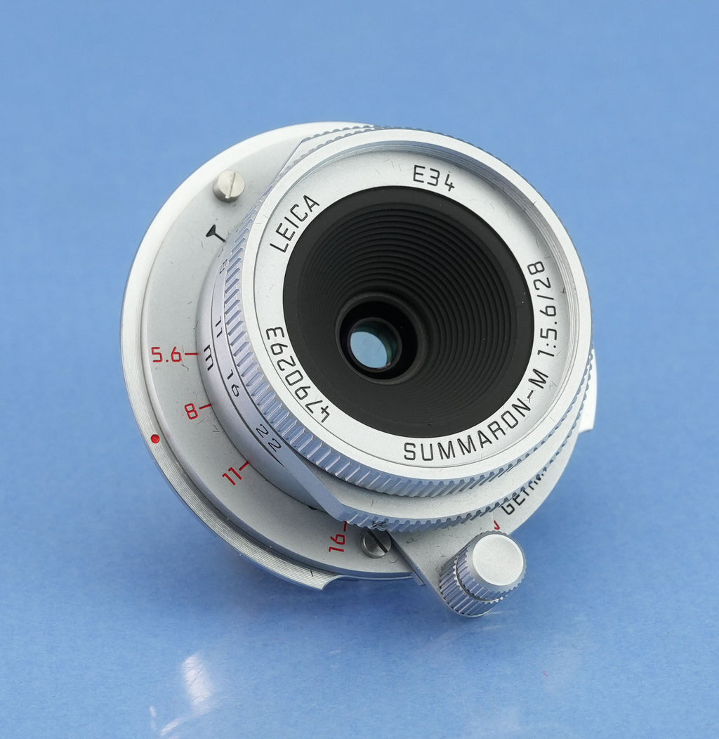 LEICA LEITZ 28MM SUMMARON-M F5.6 CHROME 11695 6BIT M LENS +CAPS +SHADE MINT!