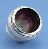 CONTAREX ZEISS PLANAR 55MM F1.4 CHROME SLR CAMERA LENS +CAPS +HARD CASE NICE!