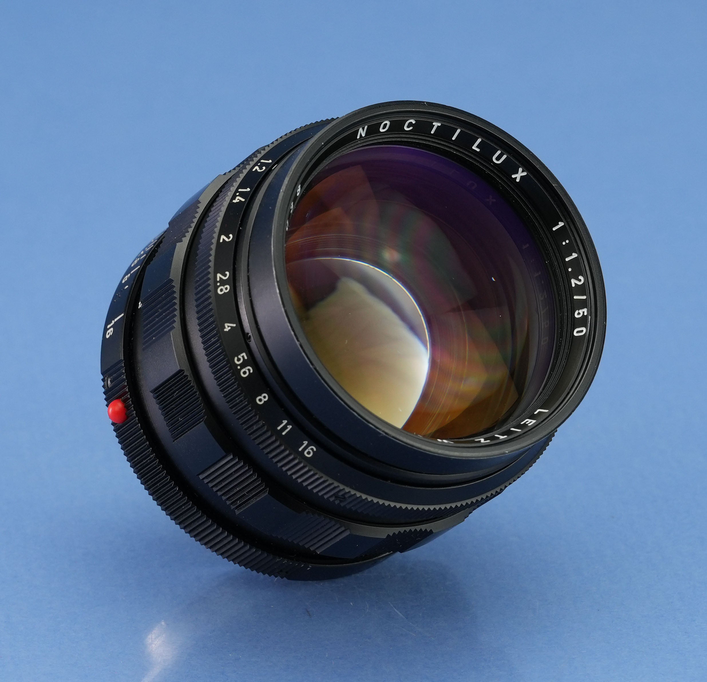 LEICA LEITZ 11820 50MM NOCTILUX F1.2 VINTAGE M LENS +12503 SHADE +CAP +BOX MINT!