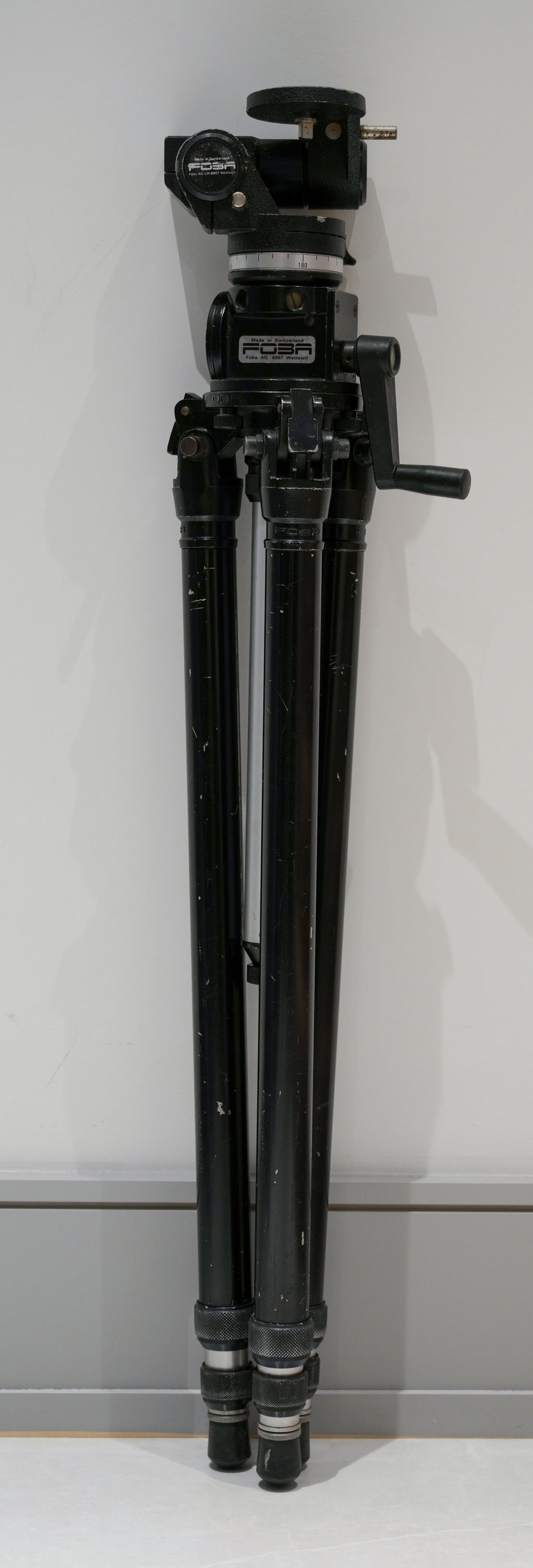 FOBA ALFAE Aluminium-Stativ + Getriebe-Mittelsäule + ASMIA Doppelneigkopf #2 Selten