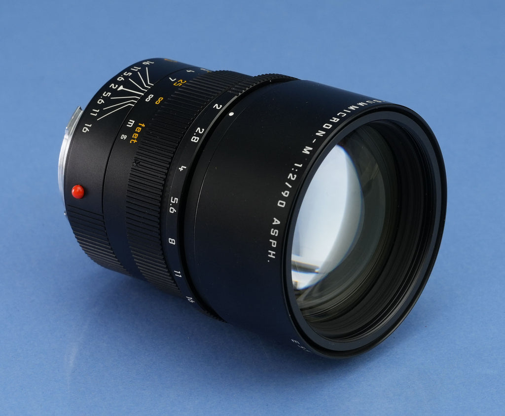 LEICA 90MM F2 APO-SUMMICRON-M ASPH 11884 BLACK M LENS +BOX +CASE MINT!