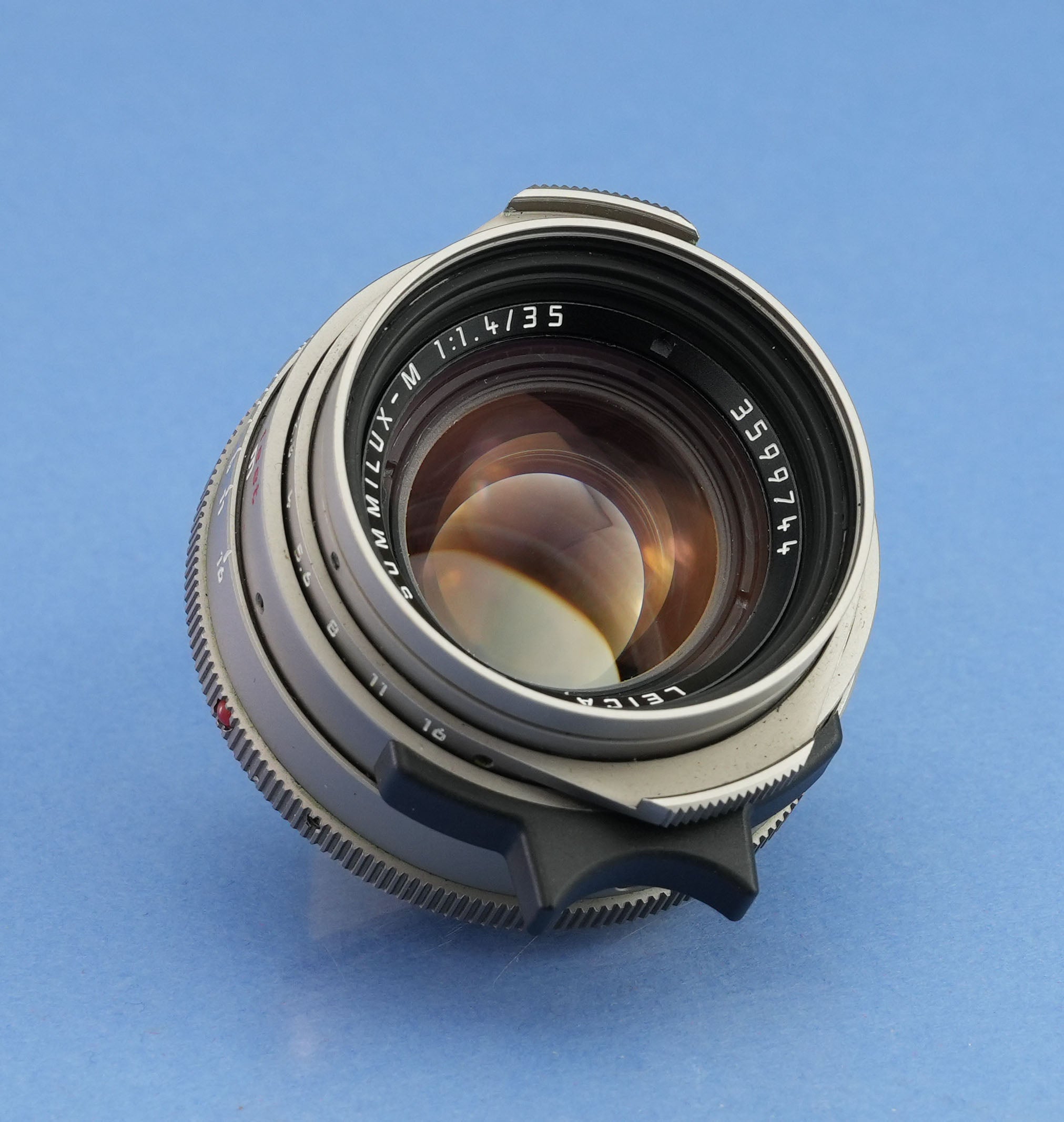 LEICA 11860 35MM SUMMILUX-M F1.4 TITANIUM GERMANY BRASS LENS +12504 SHADE SET!