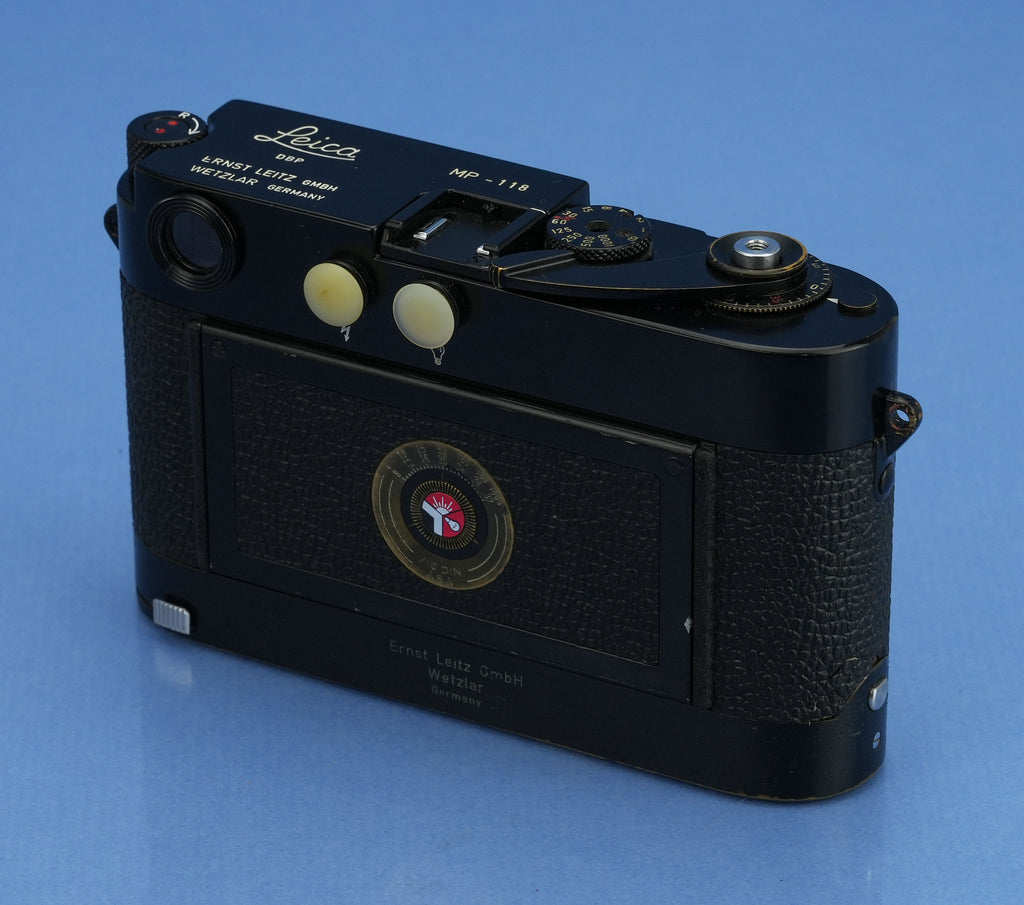 LEICA LEITZ MP-118 ORIGINAL 1957 SCHWARZE LACKIERUNG IMOOP ENTFERNUNGSFONKAMERA + PAPIERE!