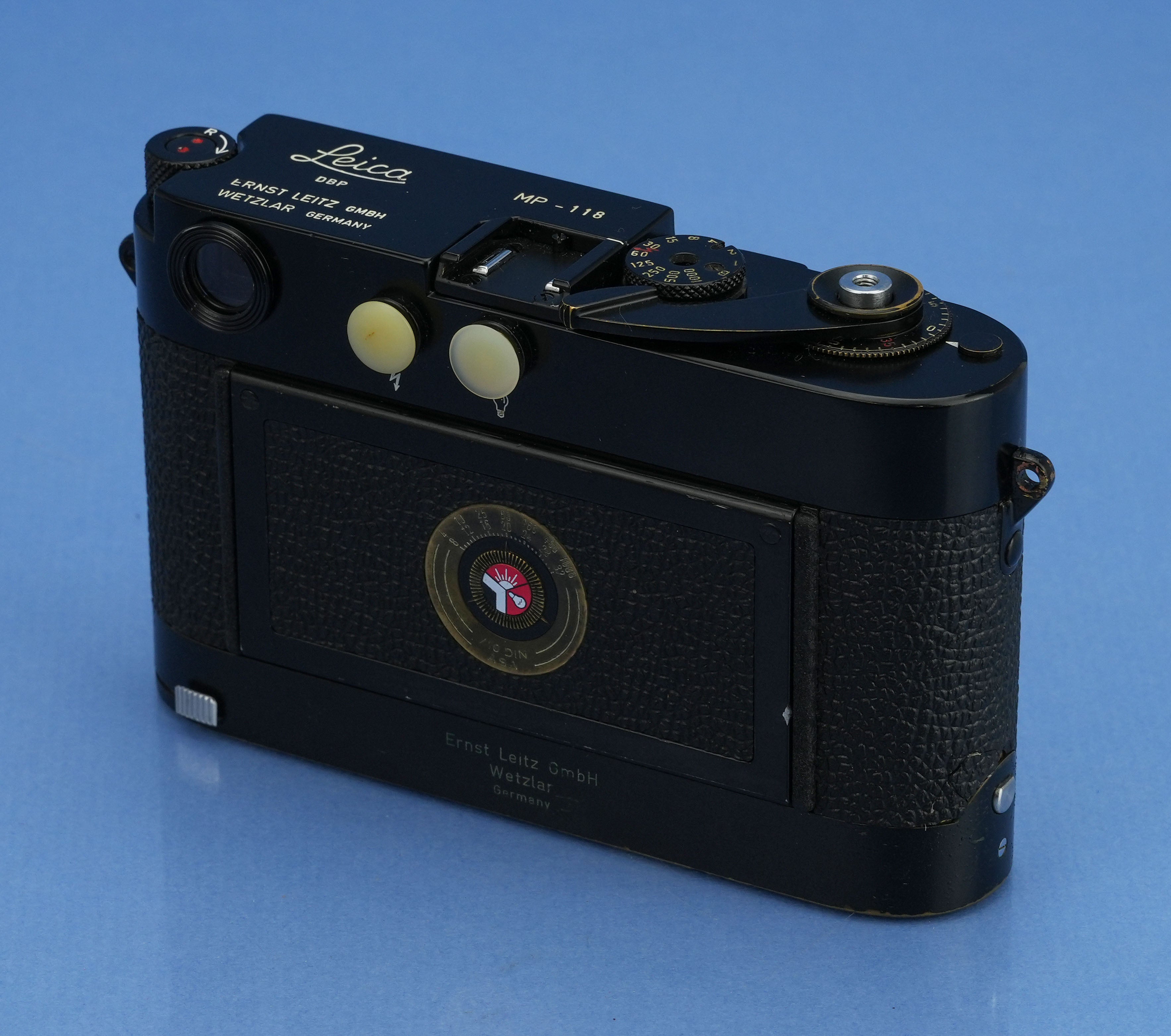 LEICA LEITZ MP-118 ORIGINAL 1957 SCHWARZE LACKIERUNG IMOOP ENTFERNUNGSFONKAMERA + PAPIERE!