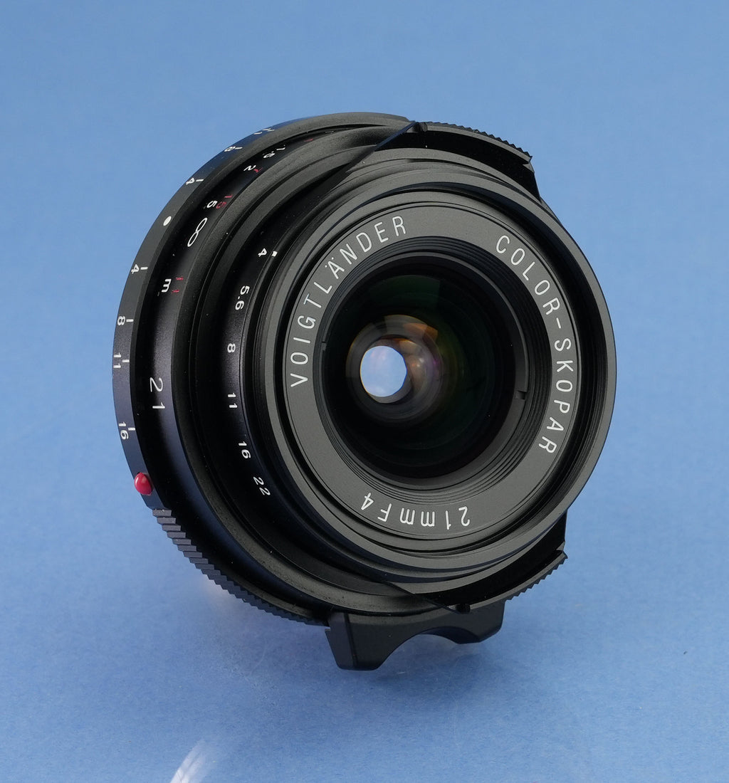 VOIGTLANDER 21MM BLACK COLOR-SKOPAR F4 MC M MOUNT LENS +CAPS +SHADE MINT!