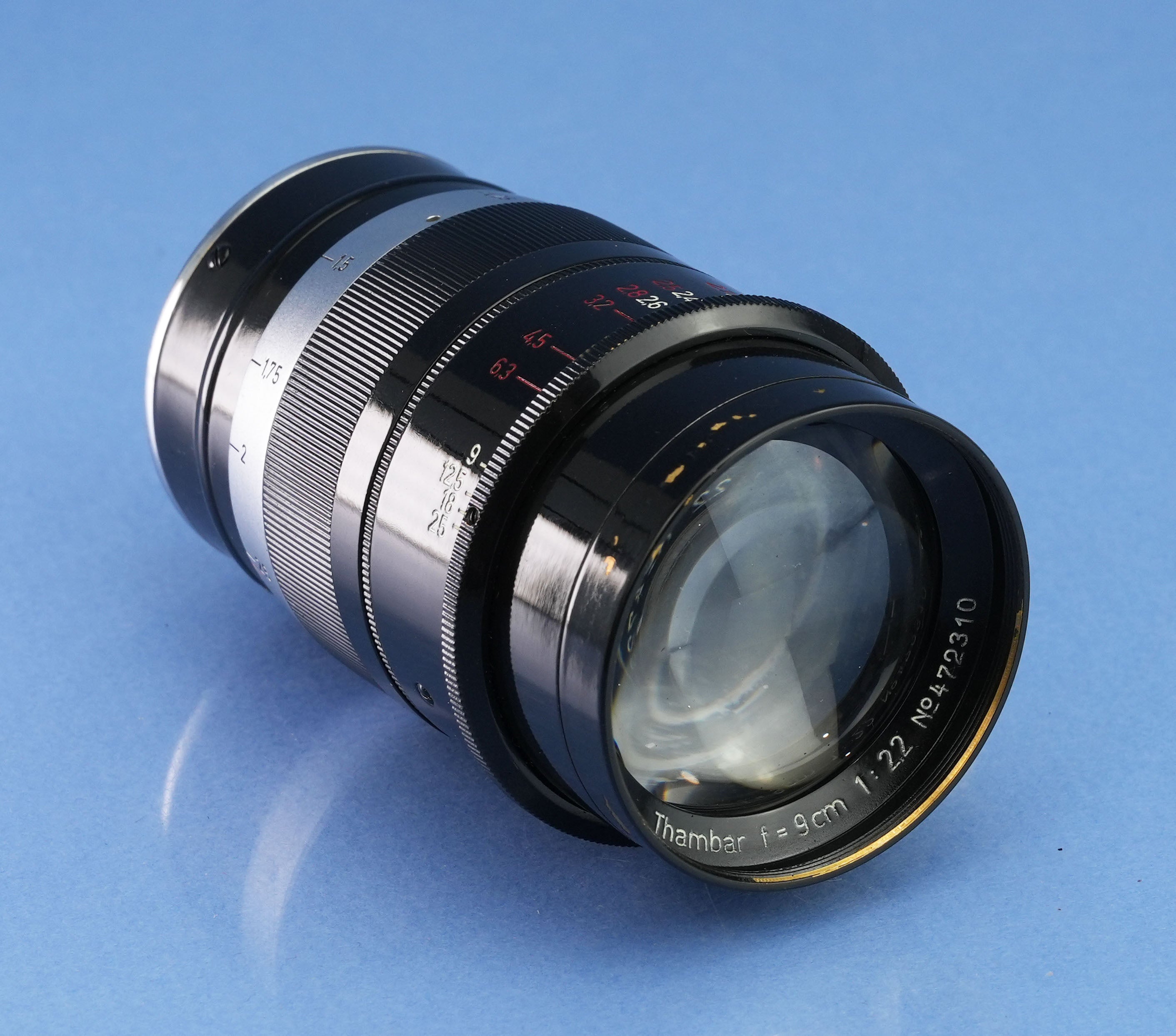 LEICA LEITZ 90MM THAMBAR F2.2 BLACK PAINT LENS +CENTER FILTER +HOOD +CAPS +BOX