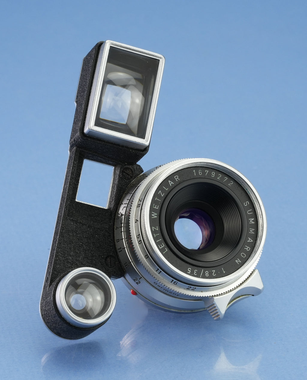 LEICA LEITZ 35MM SUMMARON F2.8 11106 SIMWO CHROME M3 LENS +EYES ATTACHMENT +BOX