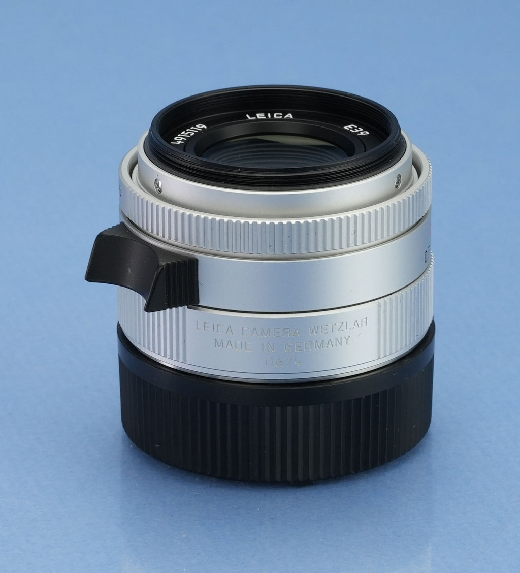 LEICA LEITZ 35MM SUMMICRON-M F2 ASPH VERSION II 11674 SILVER CHROME M LENS +BOX