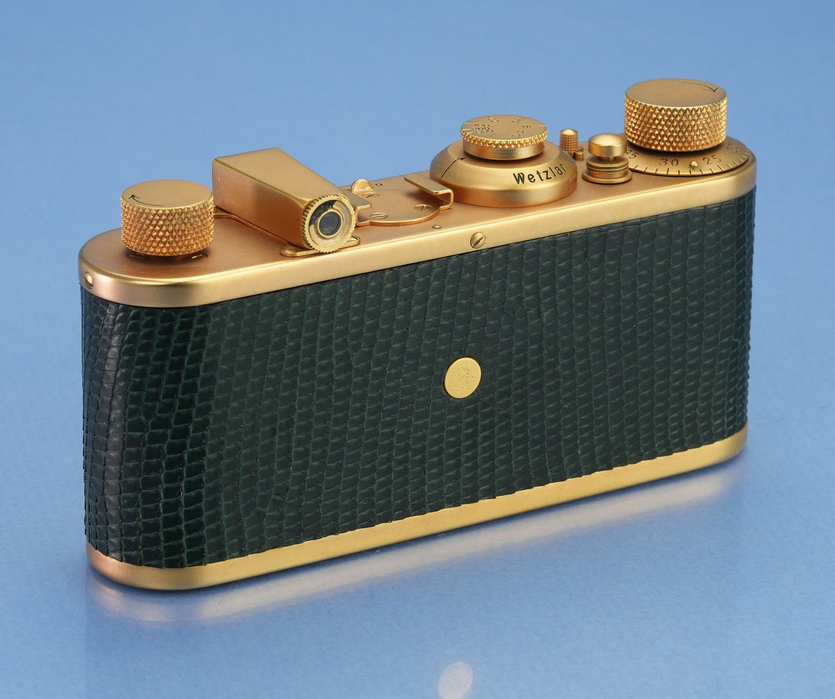 LEICA LEITZ I MODEL A LUXUS GOLD & GREEN CAMERA +50MM ELMAR ELMAX LENS +FINDER