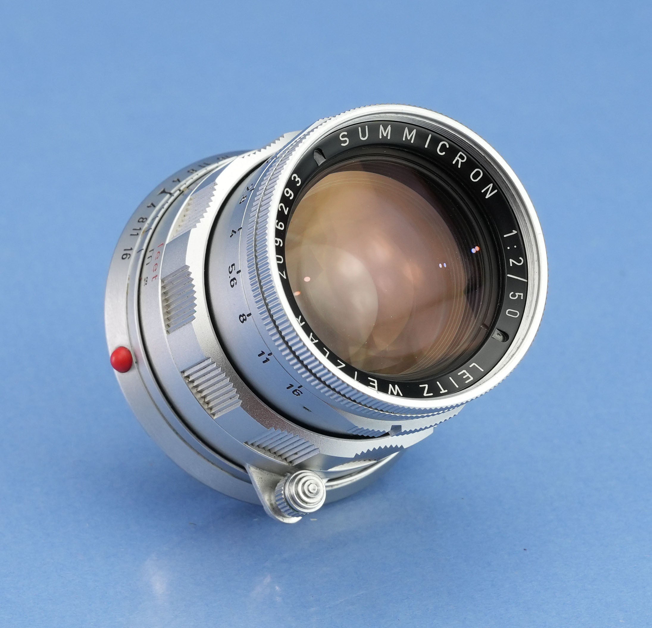 LEICA 50MM SUMMICRON F2 11818 RIGID CHROME LENS +BOX NEAR MINT! LATE #2096293