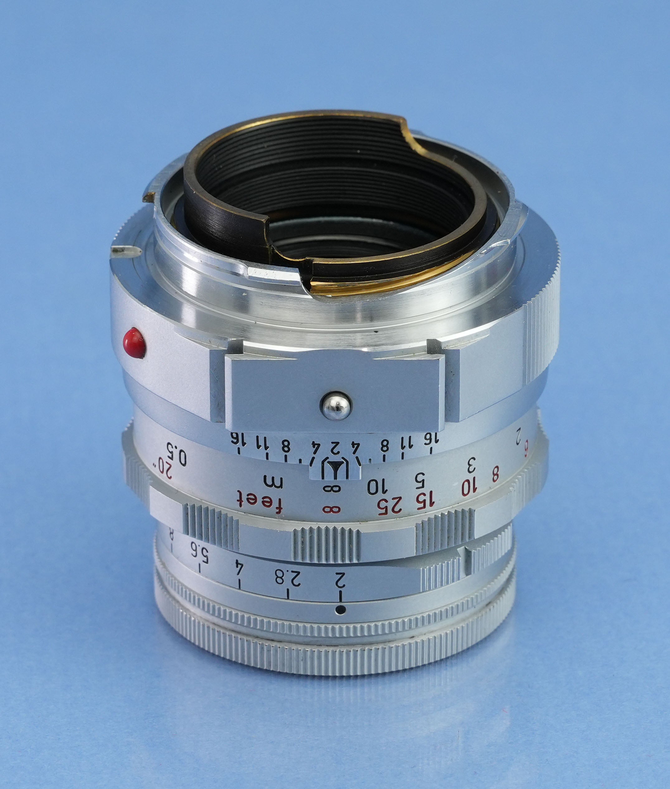 LEICA LEITZ 50MM SUMMICRON F2 CHROME DUAL RANGE M LENS W/EYES +BOX +FILTER