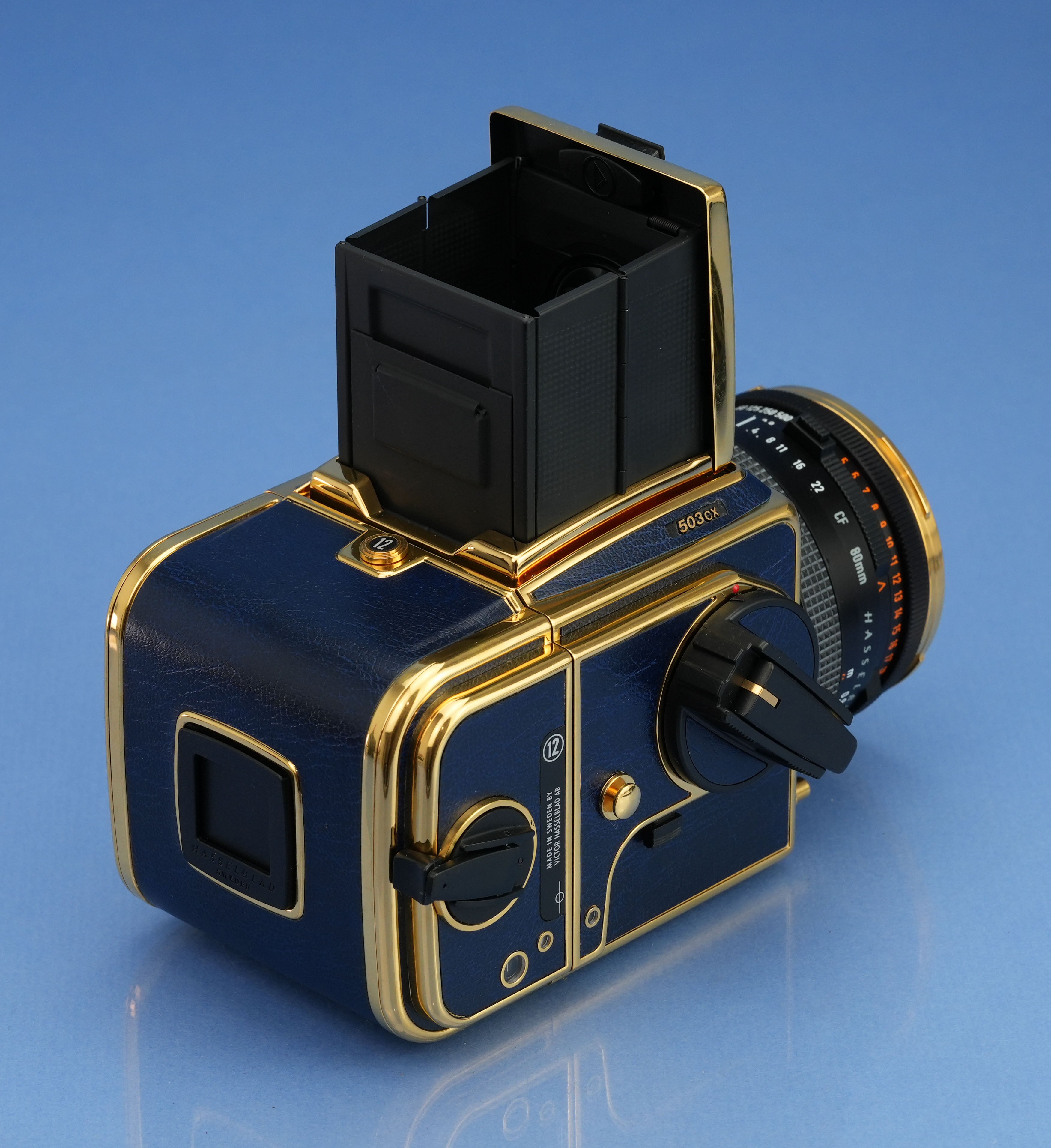 HASSELBLAD 503CX 50TH GOLD GOLDEN BLUE SUPREME CAMERA +80mm +A12 MINT NEW!