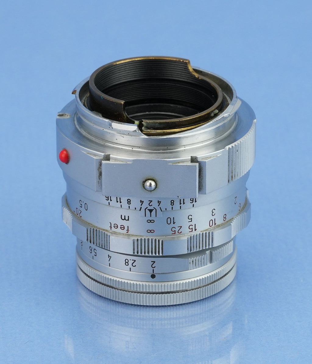 LEICA LEITZ 50MM SUMMICRON F2 LATER CHROME DUAL RANGE M LENS +EYES +CASE NICE!