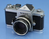 NIKON F APOLLO LATE # CHROME SLR CAMERA BODY +PENTA PRISM +50MM F2 NIKKOR-S LENS