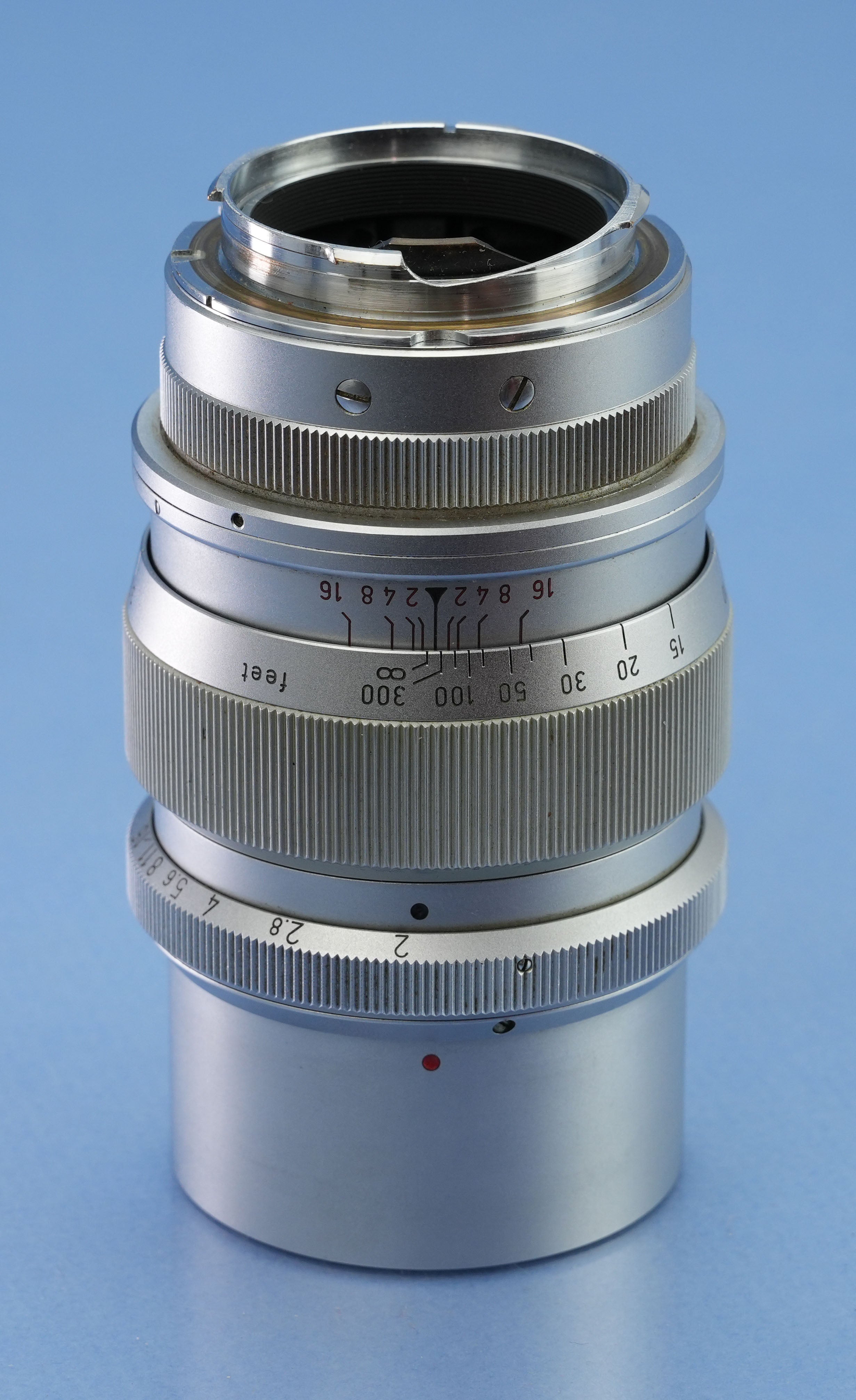 LEICA LEITZ 90MM SUMMICRON F2 MIDLAND ELCAN 1ST V SOOZI-M OBJEKTIV + UMGESICHTSHÜLLE + DECKEL SELTEN