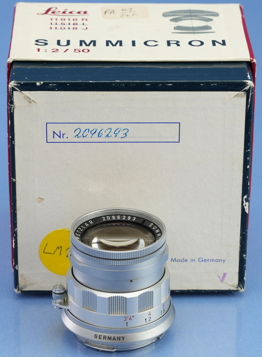 LEICA 50MM SUMMICRON F2 11818 RIGID CHROME LENS +BOX NEAR MINT! LATE #2096293