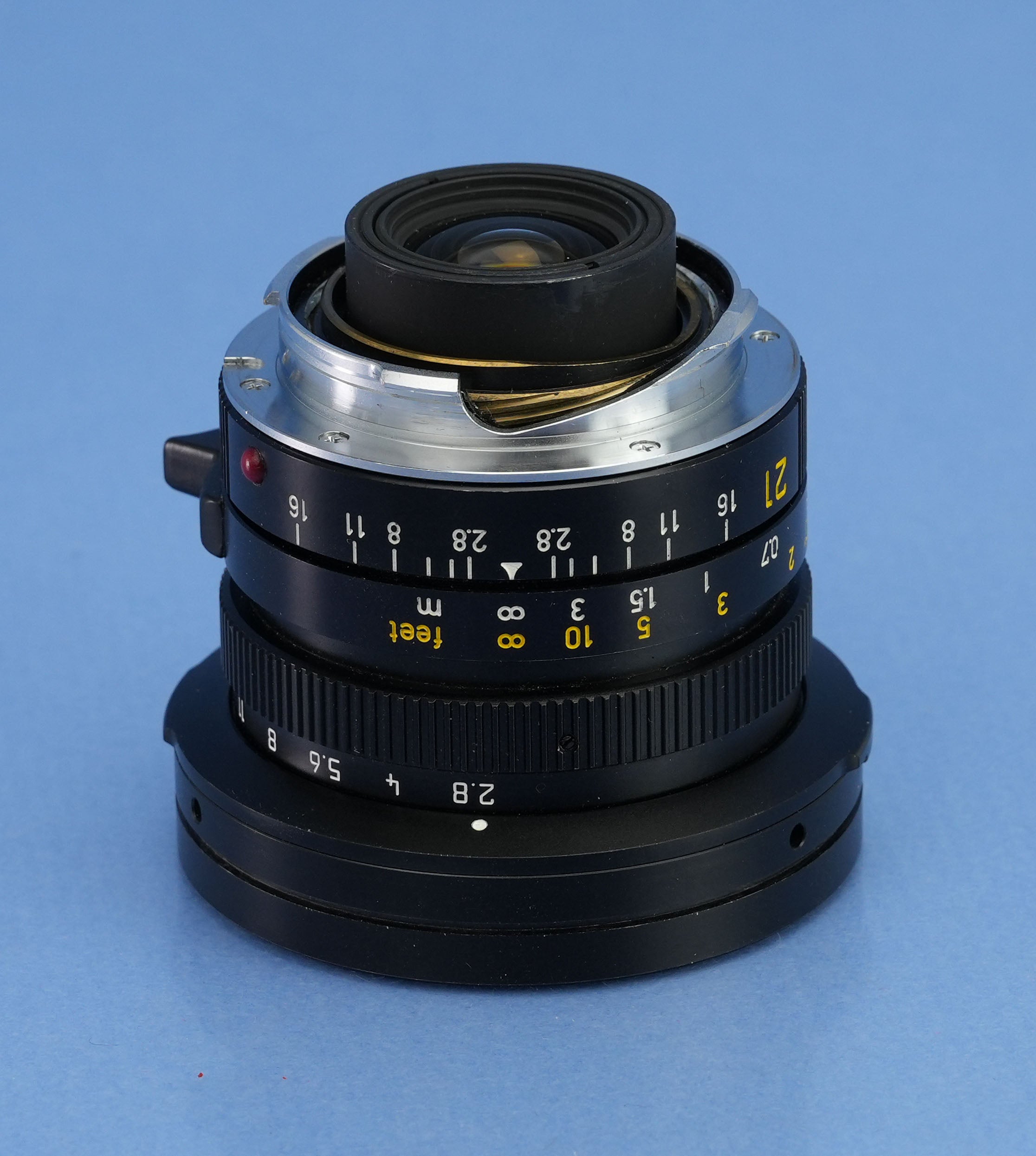 LEICA LEITZ 21MM ELMARIT-M F2.8 CLOSE FOCUS 11134 E60 M LENS +LATE +12543 SHADE