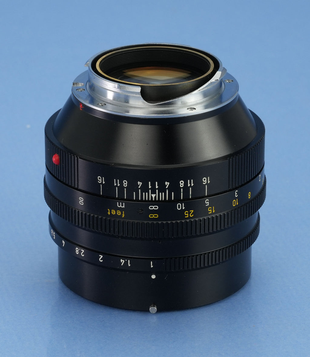 LEICA LEITZ 50MM NOCTILUX-M F1 11821 E58 VERSION 1 LENS +12518 SHADE +CAPS NICE!