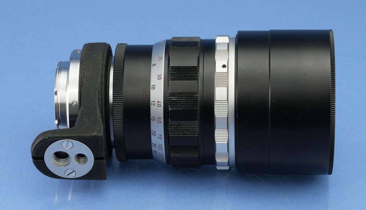 LEICA 200MM TELYT F4 VISOFLEX VISO LENS 11063 TELOO +16466 OUBIO +CAPS NICE!