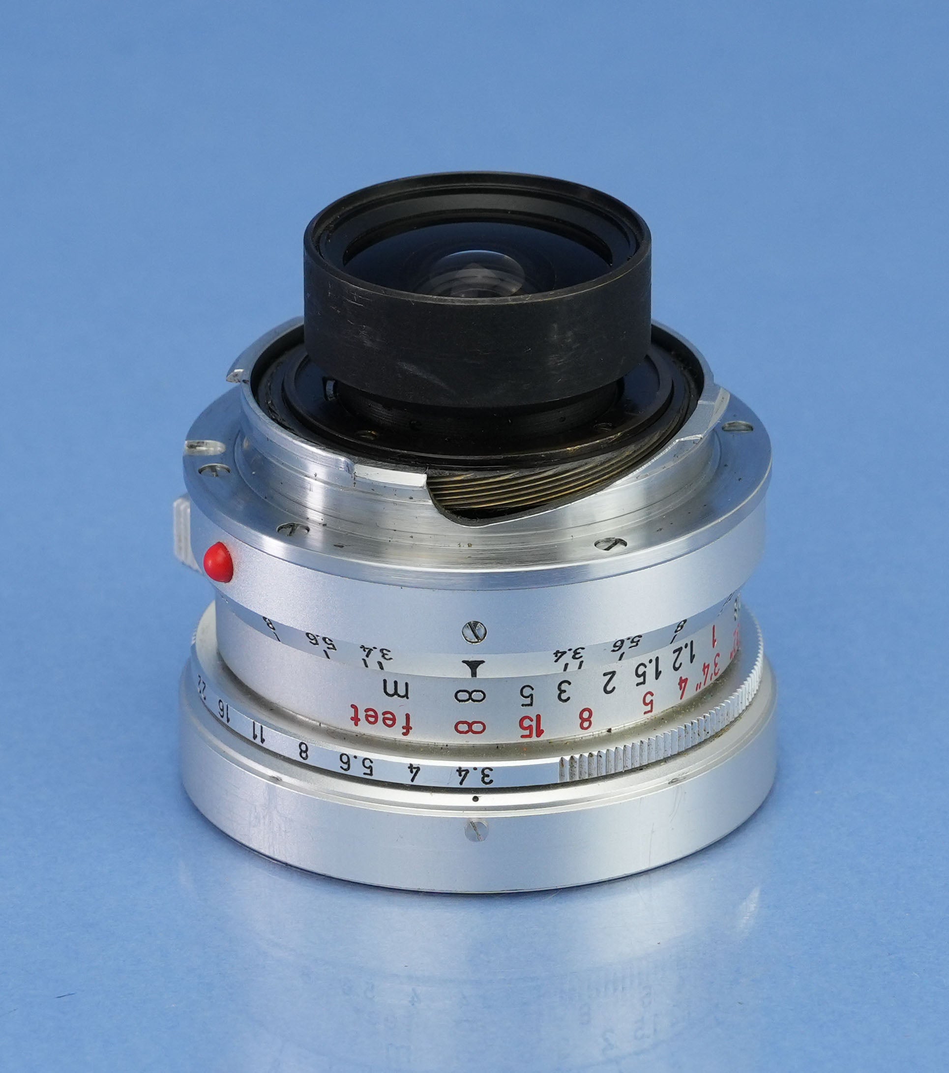 LEICA LEITZ 21MM SUPER-ANGULON F3.4 CHROME M 11103 LENS +CAPS +SHADE +FINDER+BOX