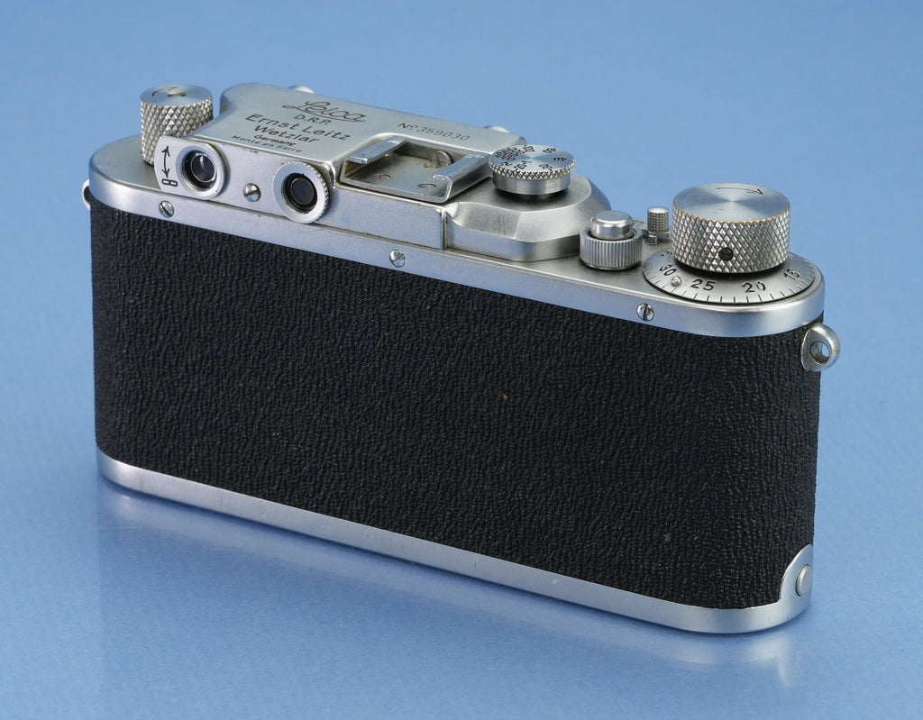 LEICA IIIA (MODEL G) SM CHROME SHARKSKIN CAMERA +50MM ELMAR F3.5 LENS +ORAKO
