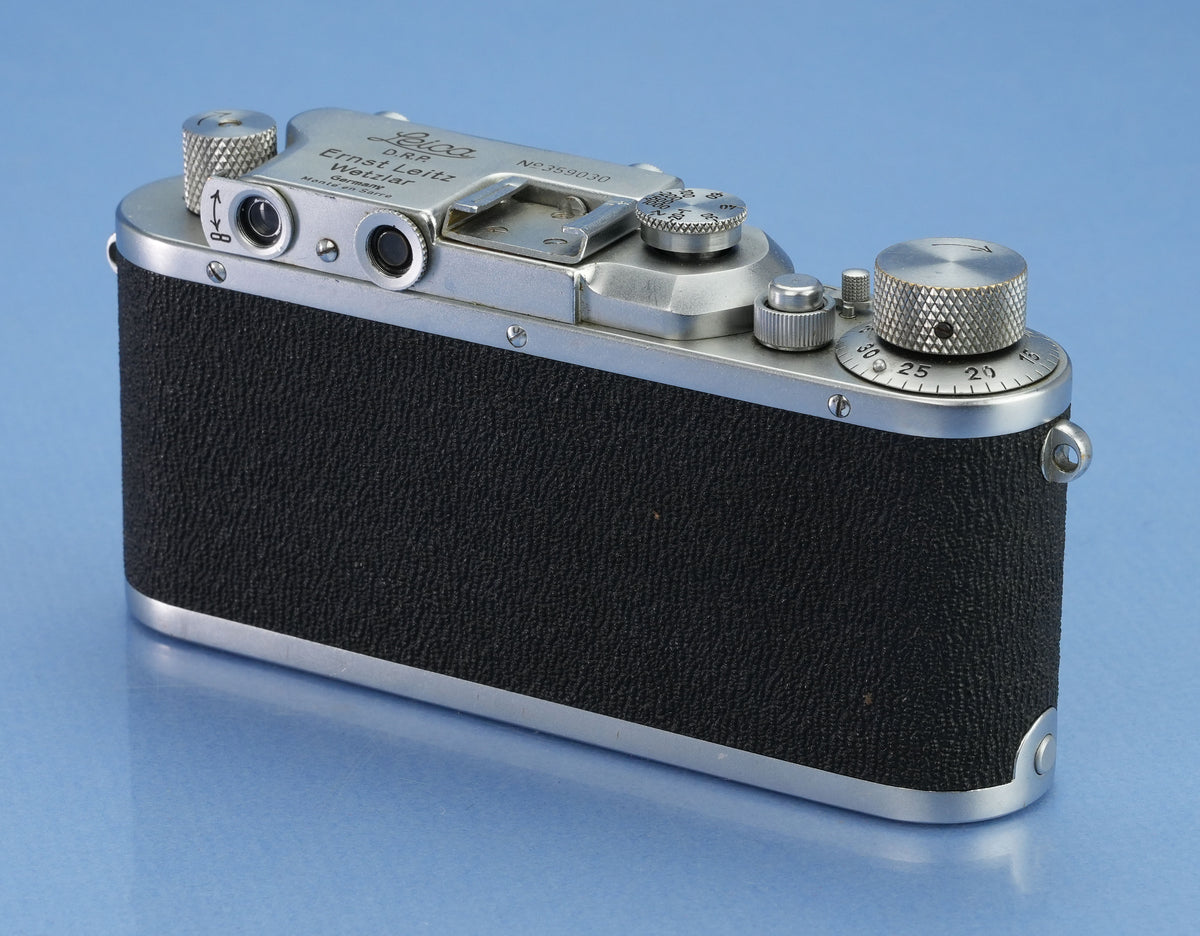 LEICA IIIA (MODEL G) SM CHROME SHARKSKIN CAMERA +50MM ELMAR F3.5 LENS +ORAKO