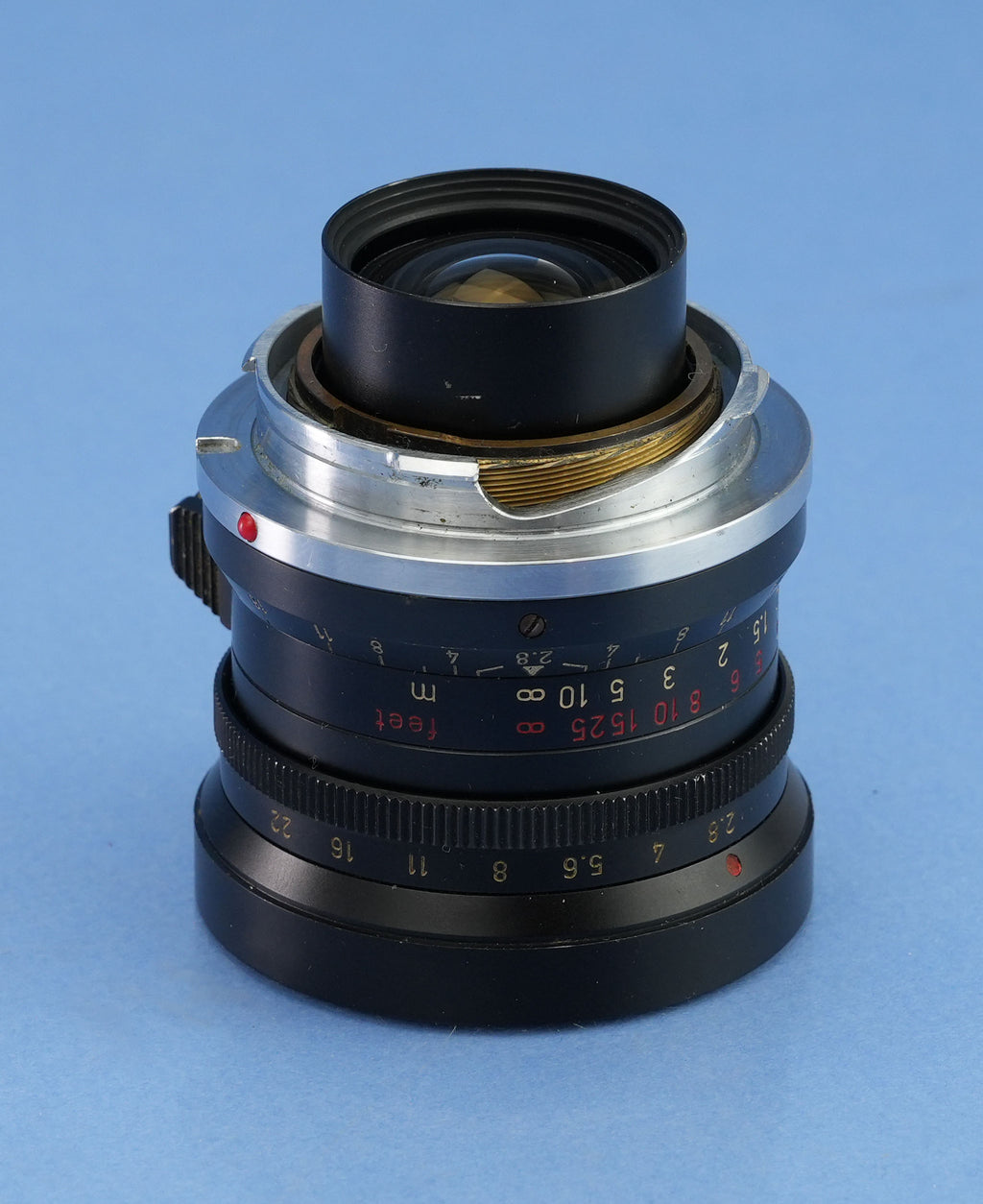 LEICA 28MM ELMARIT M F2.8 FRÜHE 1. AUSFÜHRUNG V 9 ELEMENTE SCHWARZ LACKIERT 11801 OBJEKTIV DEUTSCHLAND