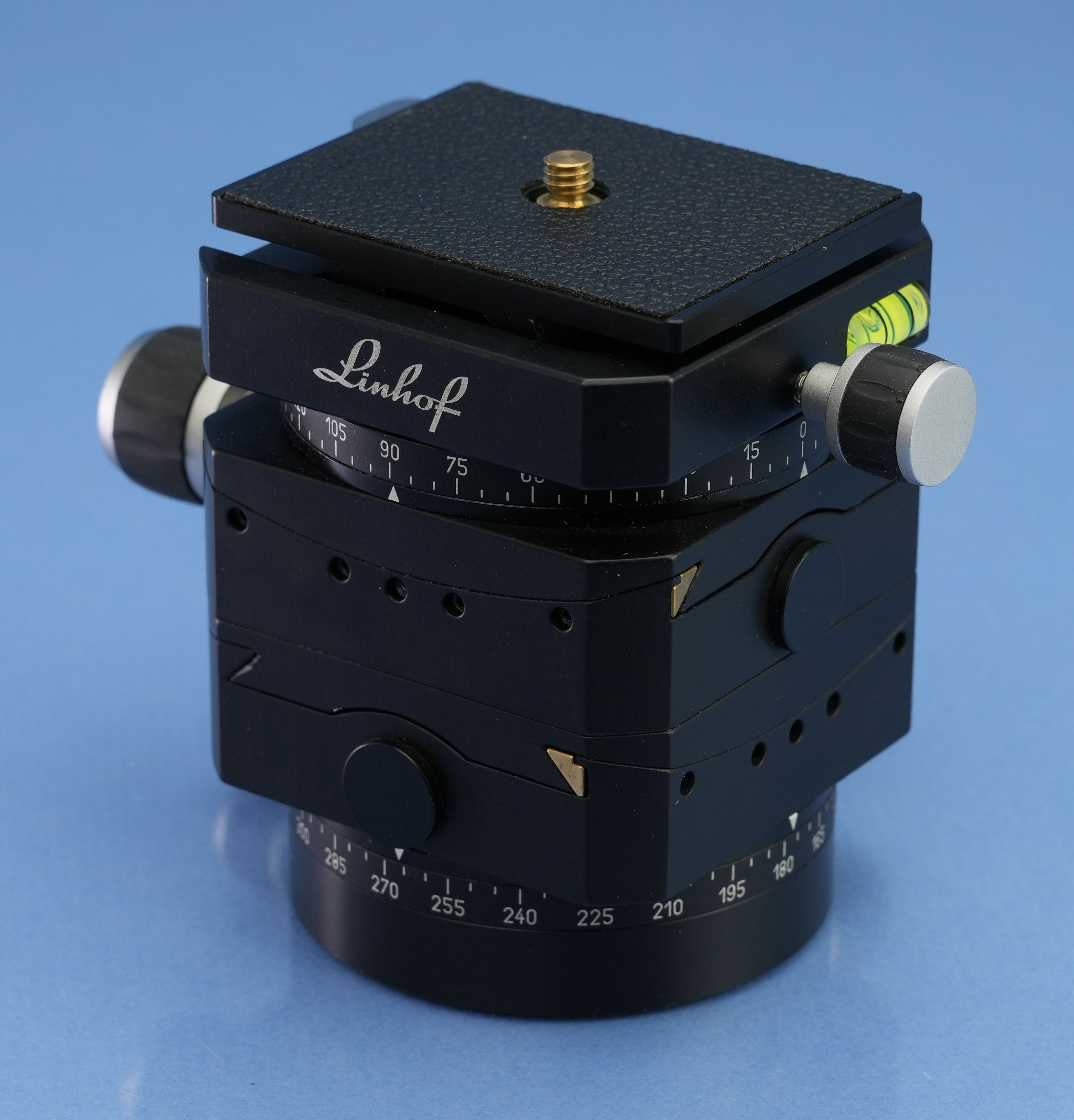 LINHOF 3D MICRO QF GEARED LEVELING TRIPOD HEAD 003660 +QUICKFIX I PLATE 003875