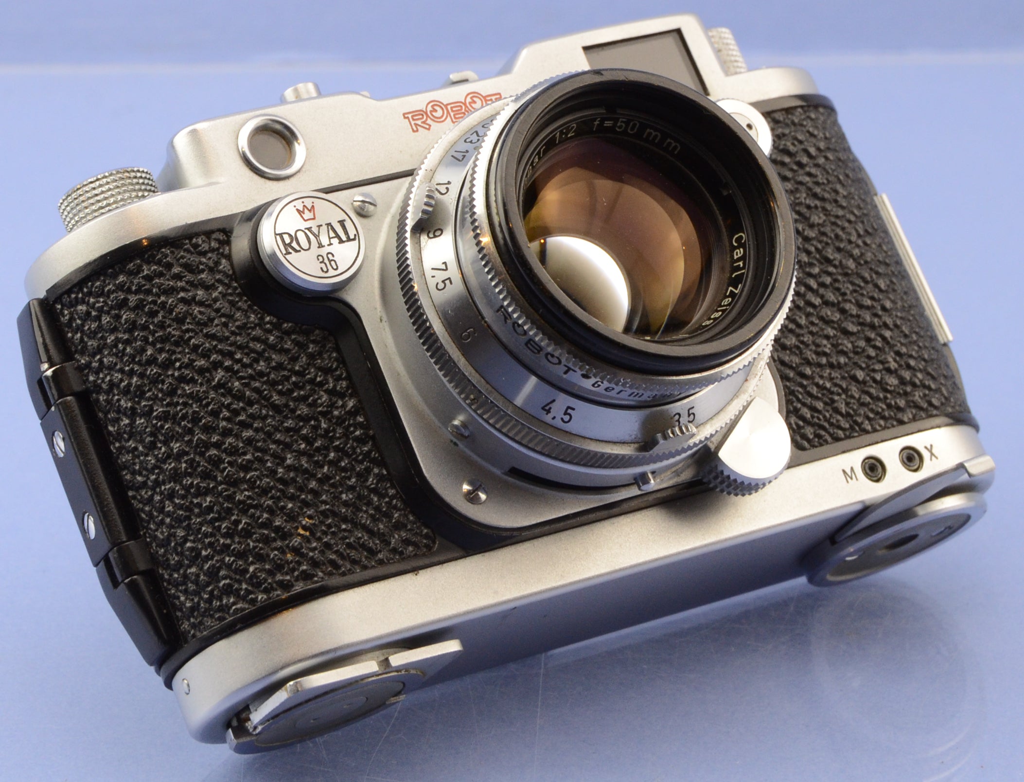 ROBOT ROYAL 36 CHROME RANGEFINDER CAMERA +ZEISS SONNAR 50MM F2 LENS +CAP NICE!