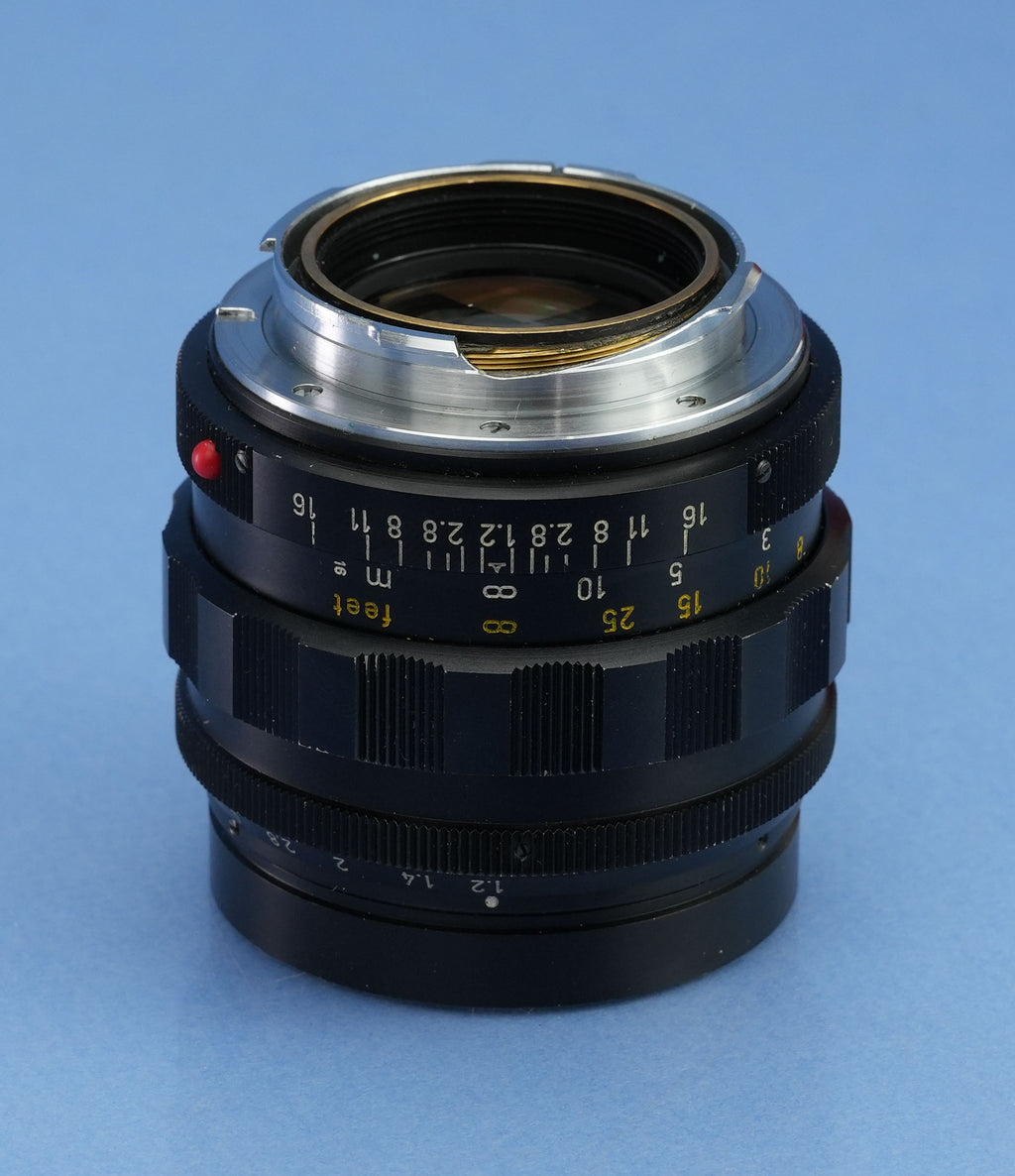 LEICA 11820 50MM NOCTILUX F1.2 VINTAGE M OBJEKTIV + PASSENDE BOX + GEGENBLENDE + ETUI + SCHUTZKAPPE