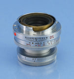 LEICA ELMAR-M 50MM F2.8 11823 SILVER CHROME BRASS BODY LENS +BOX +SHADE NICE!