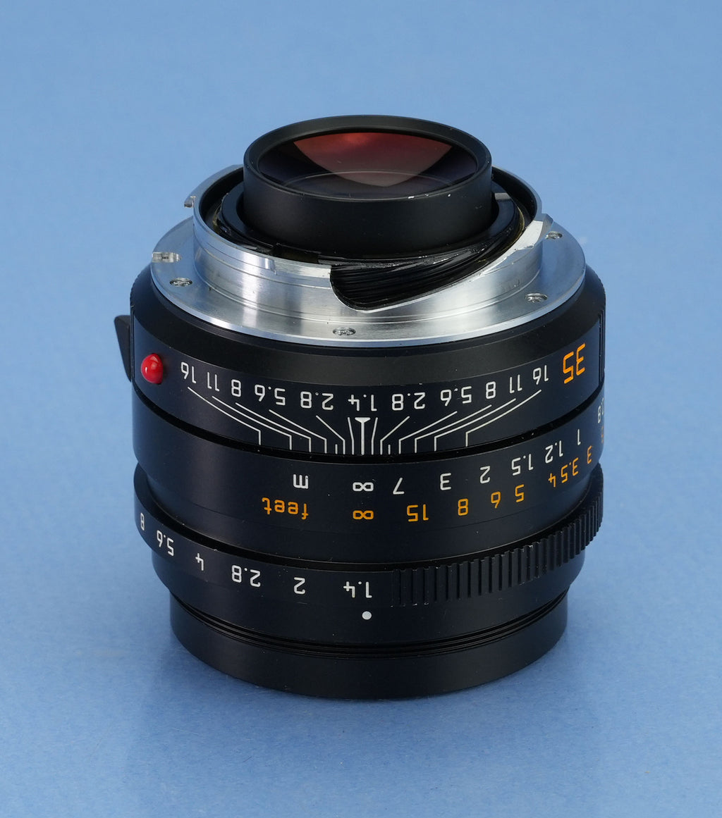 LEICA LEITZ 35MM SUMMILUX-M FLE F1.4 6BIT 11663 ASPH BLACK M LENS +CAPS NICE!