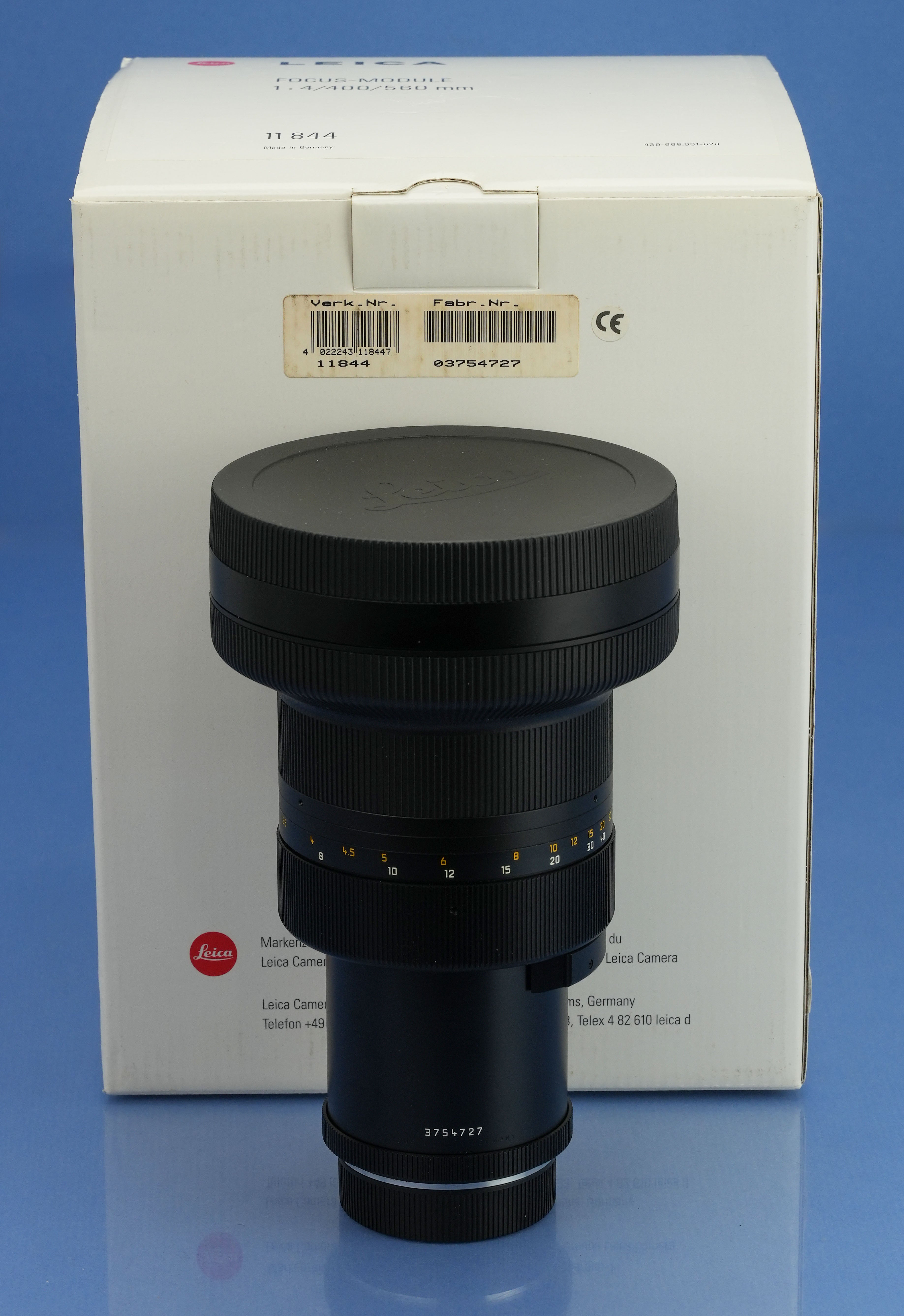 LEICA LEITZ 400MM 560MM F4 ( x1.4) TELEOBJEKTIV FOKUSMODUL 11844 NEUWERTIG +KAPPE +BOX!