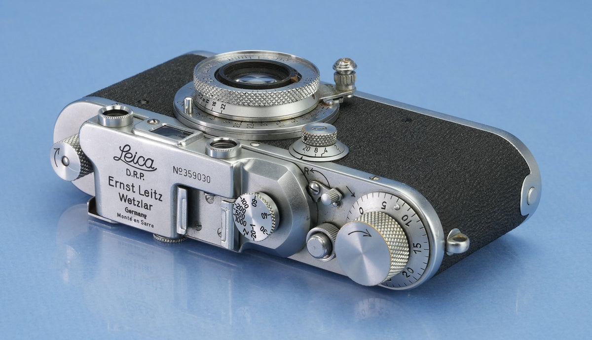 LEICA IIIA (MODEL G) SM CHROME SHARKSKIN CAMERA +50MM ELMAR F3.5 LENS +ORAKO