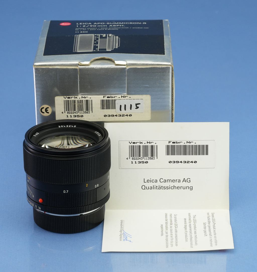LEICA 90MM F2 APO-SUMMICRON-R ASPH 11350 E60 R 3RD CAM ROM LENS +BOX +UVa MINT!