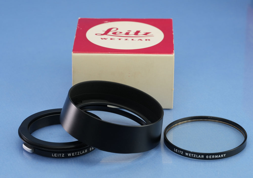 LEICA 11820 50MM NOCTILUX F1.2 VINTAGE M OBJEKTIV + PASSENDE BOX + GEGENBLENDE + ETUI + SCHUTZKAPPE