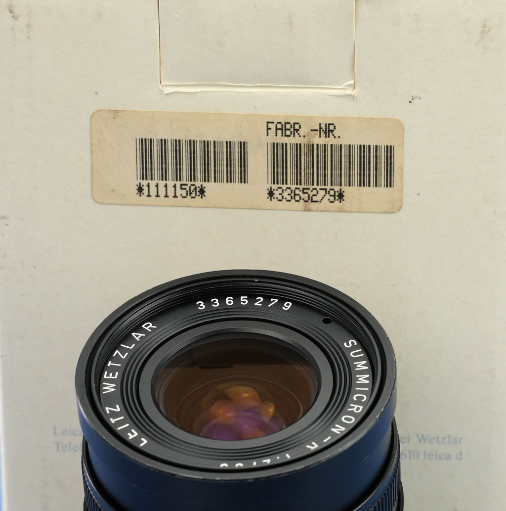 LEICA LEITZ 35MM SUMMICRON-R F2 3 CAM 11115 2nd V LENS +BOX +CASE +CAPS CLEAN!